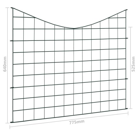 Płotek ogrodowy, wklęsły łuk, 77,5x64 cm, zielony