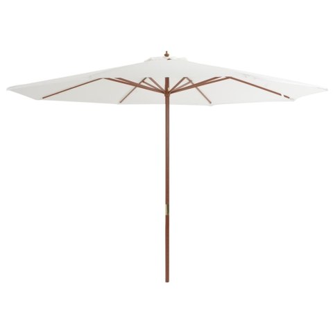 Parasol ogrodowy na drewnianym słupku, 350 cm, piaskowa biel