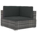 3-częściowa sofa do ogrodu, z poduszkami, polirattan, szara