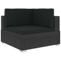 4-częściowa sofa ogrodowa, poduszki, rattan PE, czarna