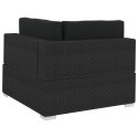 4-częściowa sofa ogrodowa, poduszki, rattan PE, czarna