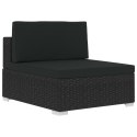 4-częściowa sofa ogrodowa, poduszki, rattan PE, czarna