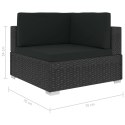 4-częściowa sofa ogrodowa, poduszki, rattan PE, czarna