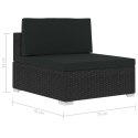 4-częściowa sofa ogrodowa, poduszki, rattan PE, czarna