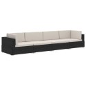 4-częściowa sofa ogrodowa, poduszki, rattan PE, czarna