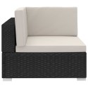 4-częściowa sofa ogrodowa, poduszki, rattan PE, czarna