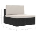 4-częściowa sofa ogrodowa, poduszki, rattan PE, czarna