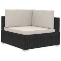 3-częściowa sofa ogrodowa z poduszkami, rattan PE, czarny