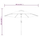 Parasol ogrodowy z LED i stalowym słupkiem, 300 cm, czarny