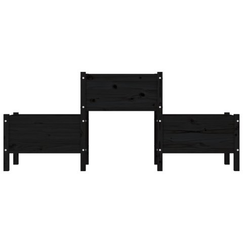 Donica, czarna, 178,5x44x75 cm, lite drewno sosnowe