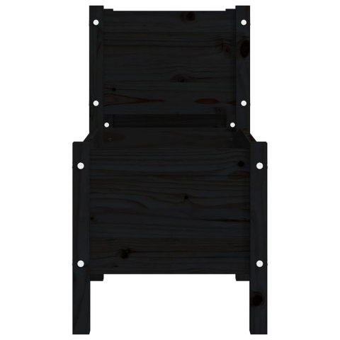 Donica, czarna, 178,5x44x75 cm, lite drewno sosnowe