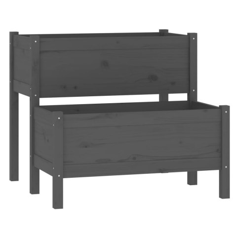 Donica, szara, 84,5x84x75 cm, lite drewno sosnowe