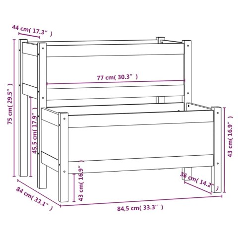 Donica, szara, 84,5x84x75 cm, lite drewno sosnowe