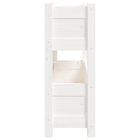 Donica, biała, 77x25x66 cm, lite drewno sosnowe