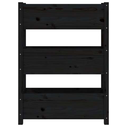 Donica, czarna, 77x25x104,5 cm, lite drewno sosnowe