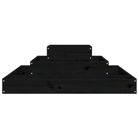 Donica, czarna, 80x80x27 cm, lite drewno sosnowe