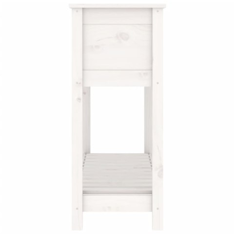 Donica z półką, biała, 111,5x34,5x81 cm, lite drewno sosnowe