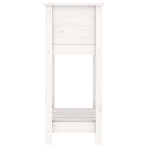 Donica z półką, biała, 54x34,5x81 cm, lite drewno sosnowe