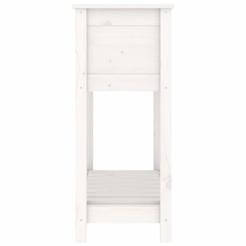 Donica z półką, biała, 82,5x34,5x81 cm, lite drewno sosnowe