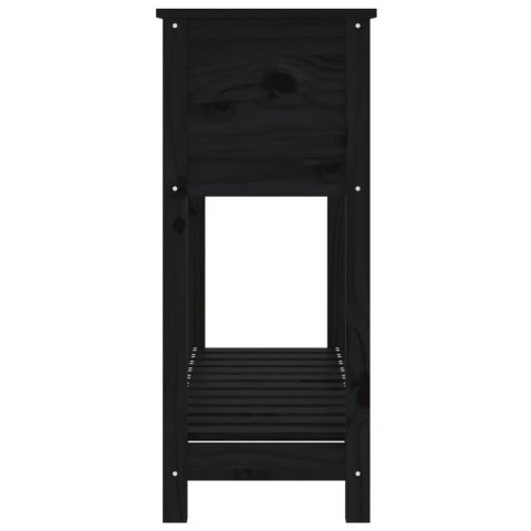 Donica z półką, czarna, 111,5x34,5x81 cm, lite drewno sosnowe