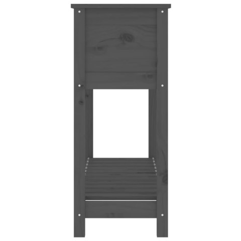 Donica z półką, szara, 111,5x34,5x81 cm, lite drewno sosnowe