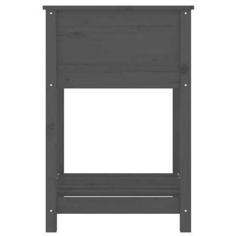 Donica z półką, szara, 54x54x81 cm, lite drewno sosnowe