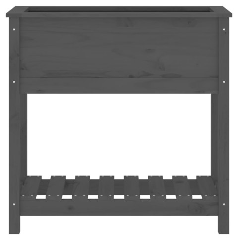 Donica z półką, szara, 82,5x34,5x81 cm, lite drewno sosnowe