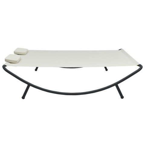 Leżanka ogrodowa, tkanina, kremowa