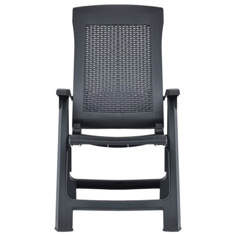 Rozkładane krzesła do ogrodu, 2 szt., plastikowe, antracytowe