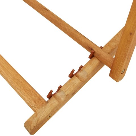 Składany leżak, lite drewno eukaliptusa i czarna tkanina