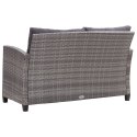 2-osobowa sofa ogrodowa z poduszkami, szara, 124 cm, rattan PE