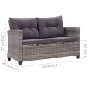 2-osobowa sofa ogrodowa z poduszkami, szara, 124 cm, rattan PE