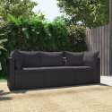 3-częściowa sofa ogrodowa, poduszki, rattan PE, czarny