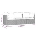 3-częściowa sofa ogrodowa, poduszki, rattan PE, czarny