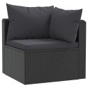 4-częściowa sofa ogrodowa, poduszki, rattan PE, czarna