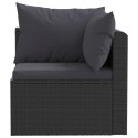 4-częściowa sofa ogrodowa, poduszki, rattan PE, czarna