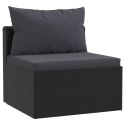 4-częściowa sofa ogrodowa, poduszki, rattan PE, czarna