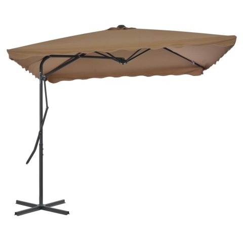 Parasol ogrodowy na słupku stalowym, 250 x 250 cm, kolor taupe