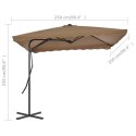 Parasol ogrodowy na słupku stalowym, 250 x 250 cm, kolor taupe