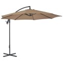 Parasol wiszący ze stalowym słupkiem, 300 cm, kolor taupe