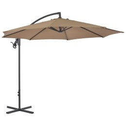 Parasol wiszący ze stalowym słupkiem, 300 cm, kolor taupe