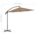 Parasol wiszący ze stalowym słupkiem, 300 cm, kolor taupe