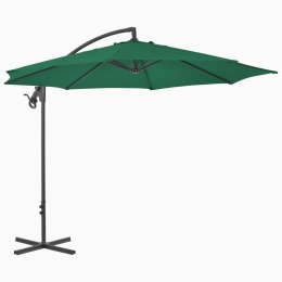 Parasol wiszący ze stalowym słupkiem, 300 cm, zielony