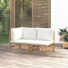 2-cz. zestaw mebli do ogrodu, kremowe poduszki, bambus