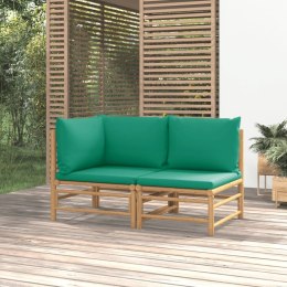 2-cz. zestaw mebli do ogrodu, zielone poduszki, bambus