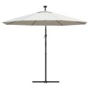 Parasol ogrodowy wiszący, światła LED, 300 cm, metal, piaskowy