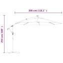 Parasol ogrodowy wiszący, światła LED, 300 cm, metal, piaskowy