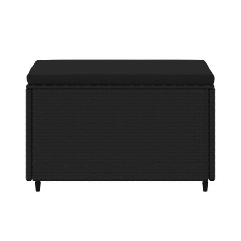 Podnóżek ogrodowy z poduszką, czarny, polirattan