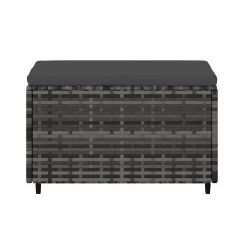 Podnóżek ogrodowy z poduszką, szary, polirattan