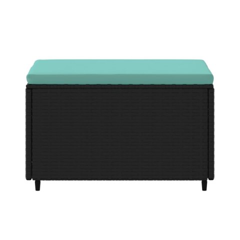 Podnóżki ogrodowe z poduszkami, 2 szt., czarne, polirattan